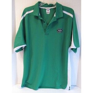 Mens Russell Green/White Dri Power Polo Shirt Marshall University Herd Size L
